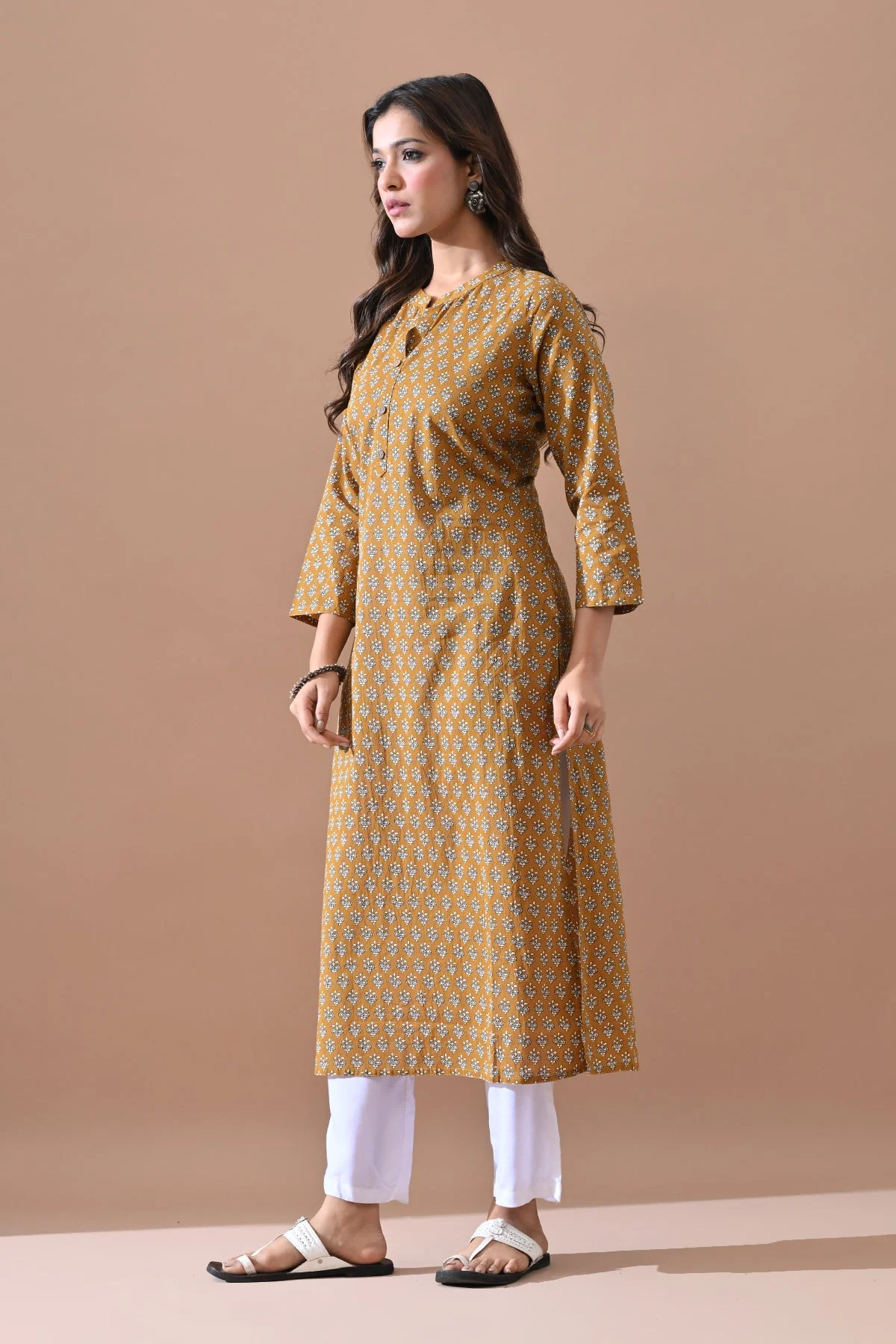 Green Printed Straight Kurta - Image 6