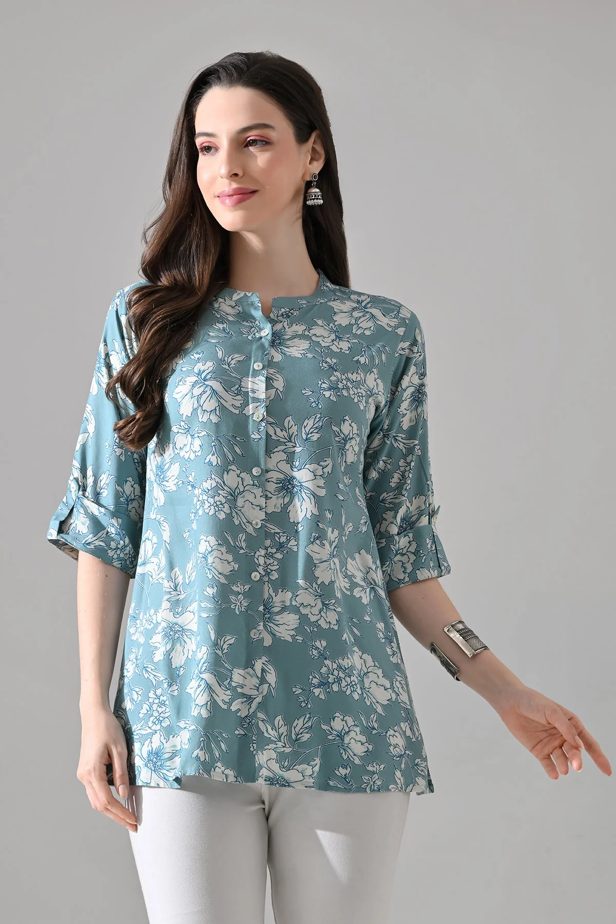 Green Printed Straight Top - Image 3