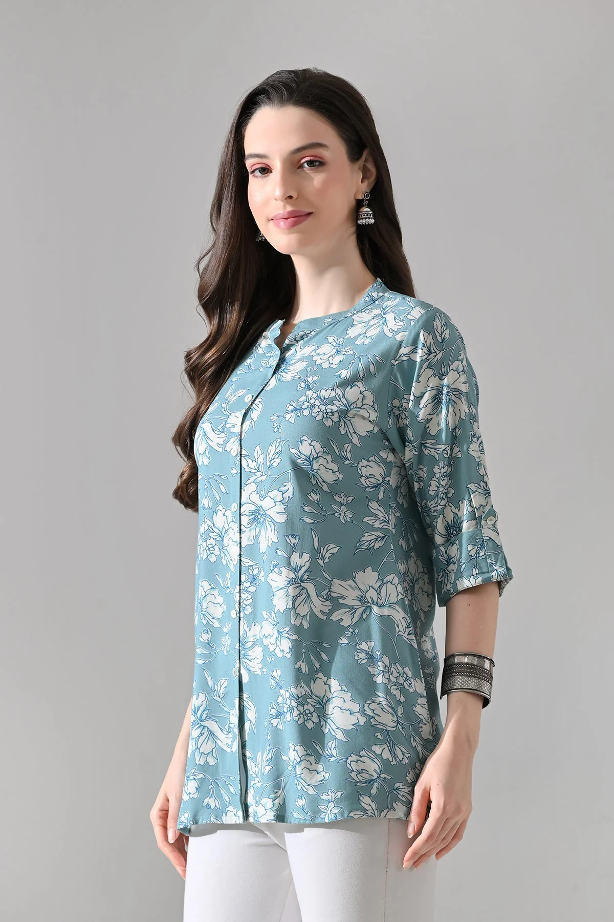 Green Printed Straight Top - Image 4