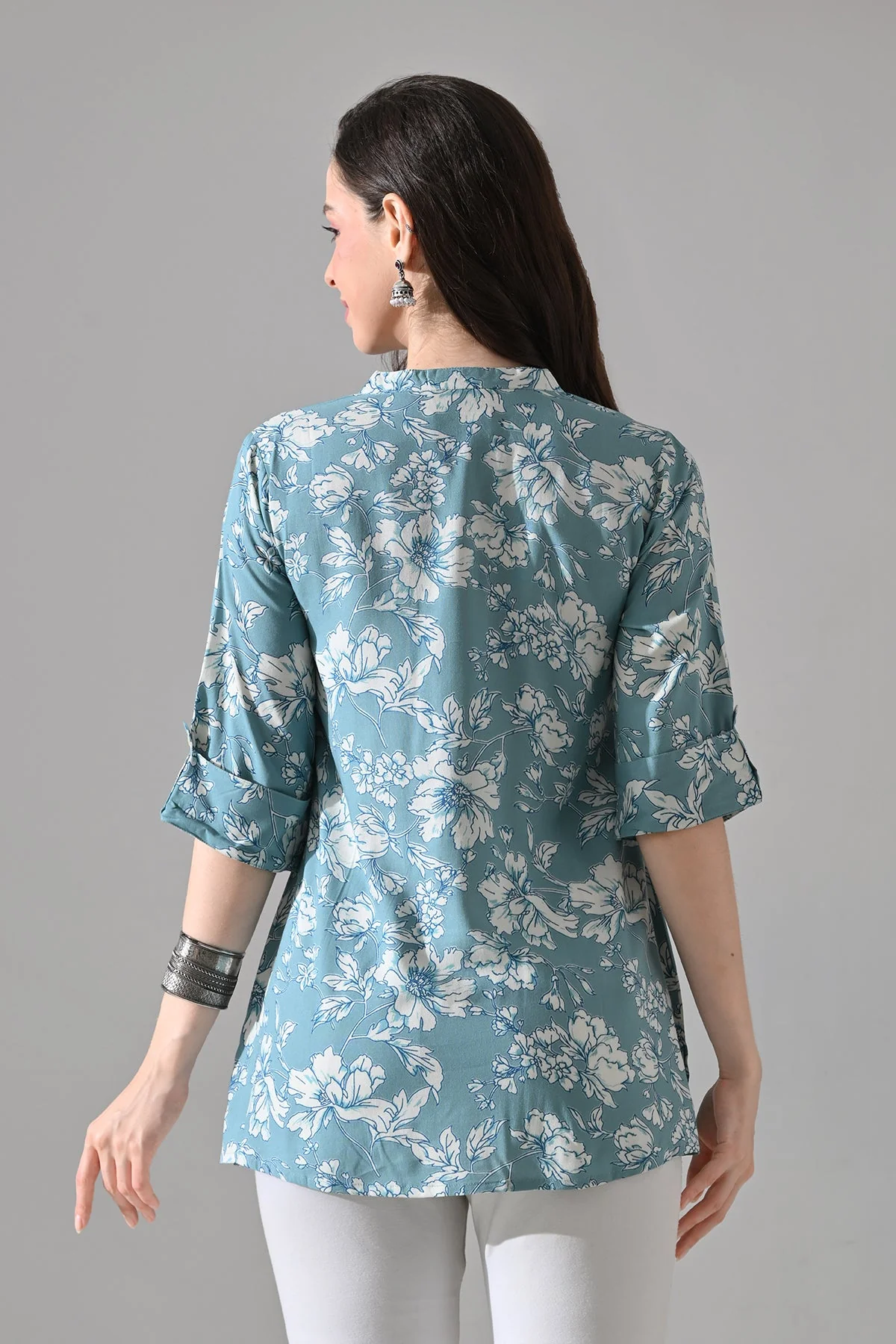 Green Printed Straight Top - Image 7