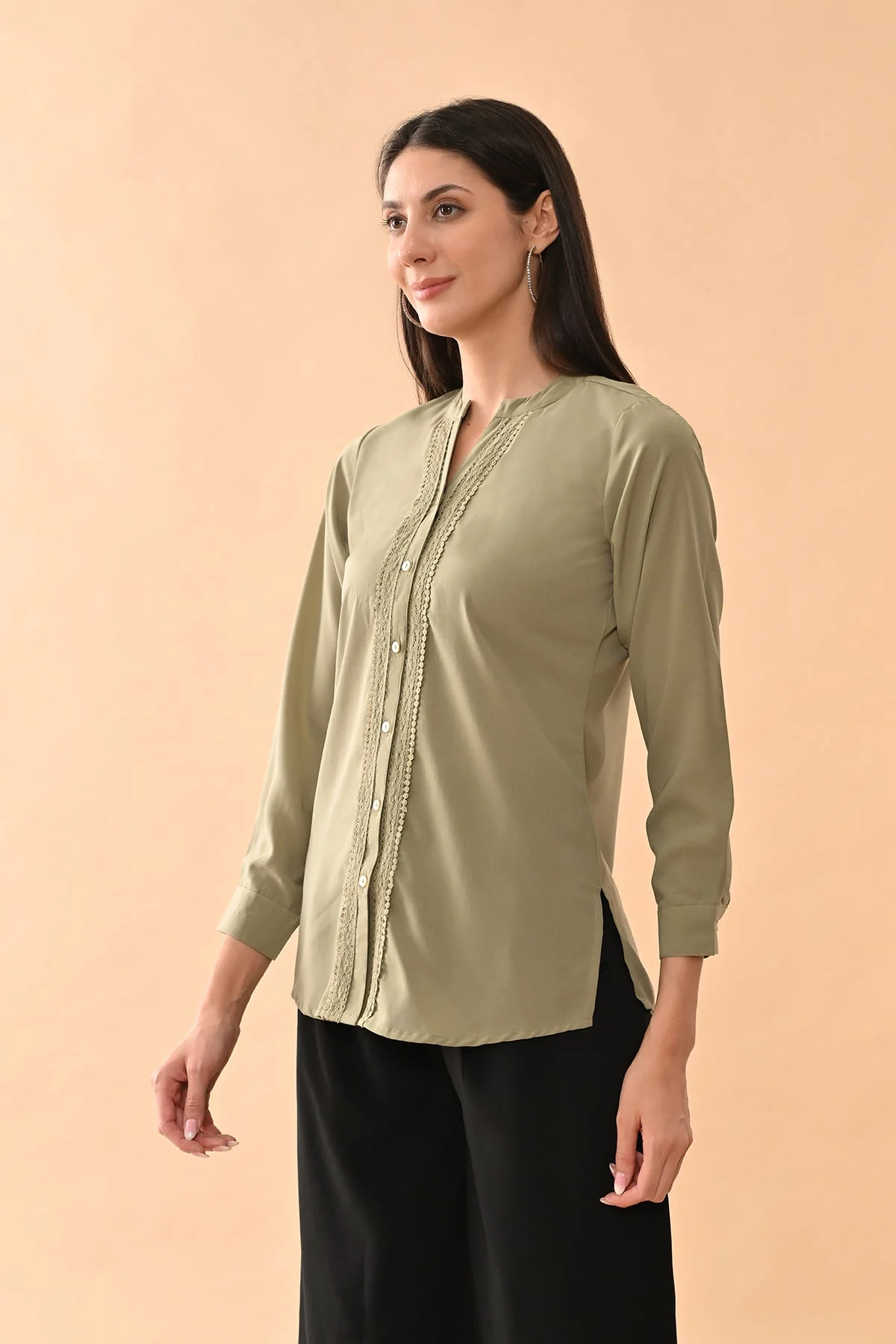 Green Solid Straight Top - Image 3