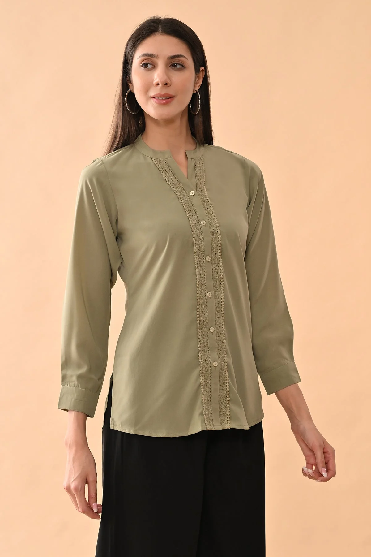Green Solid Straight Top - Image 4