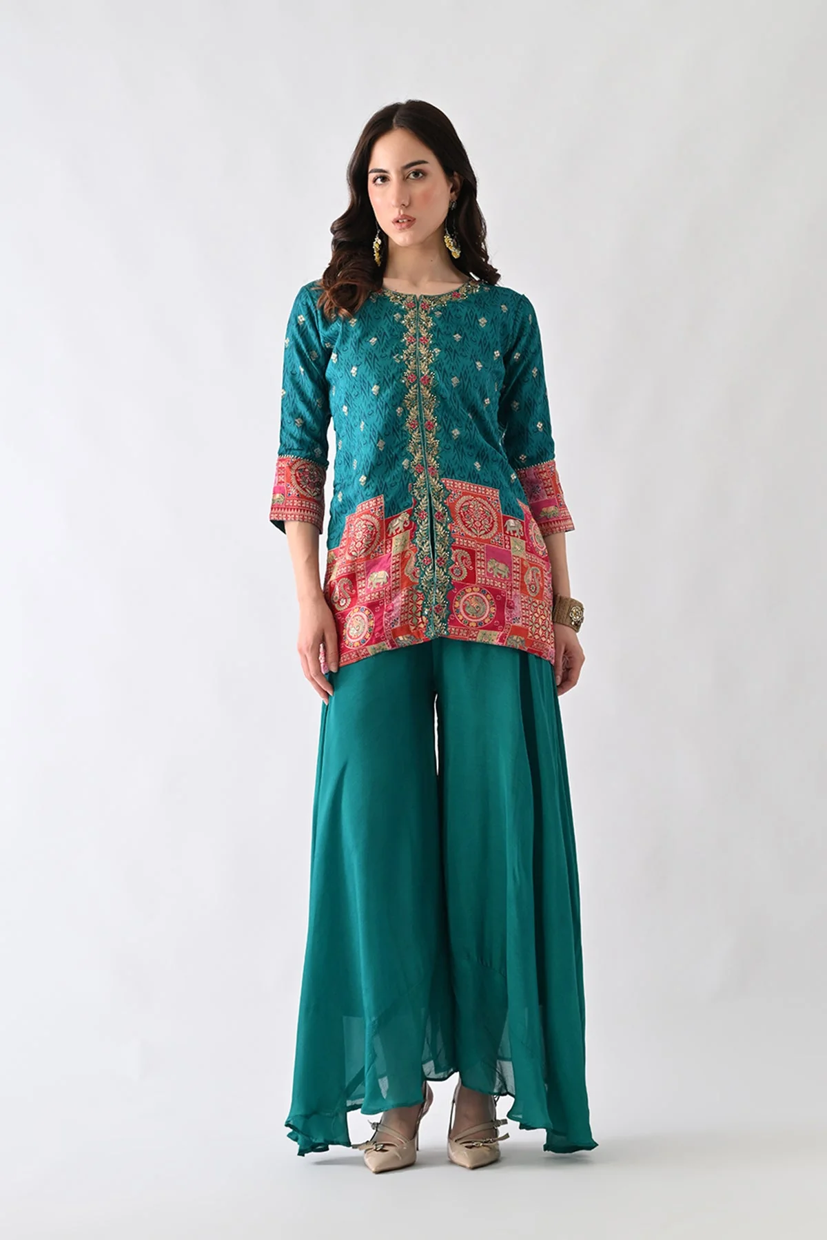 Green Zari Embroidered Co-Ord Set
