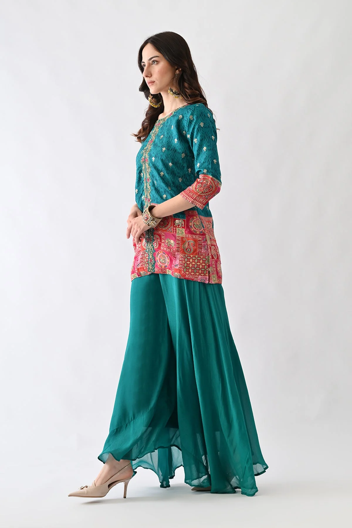 Green Zari Embroidered Co-Ord Set - Image 2