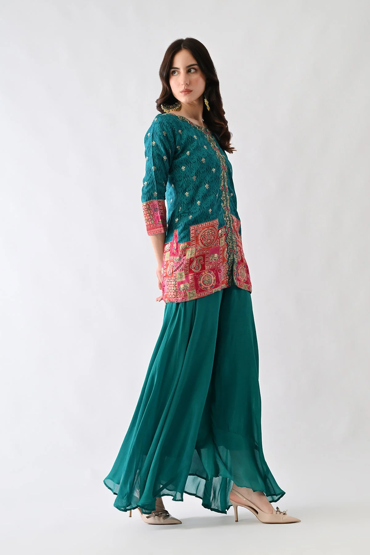 Green Zari Embroidered Co-Ord Set - Image 3