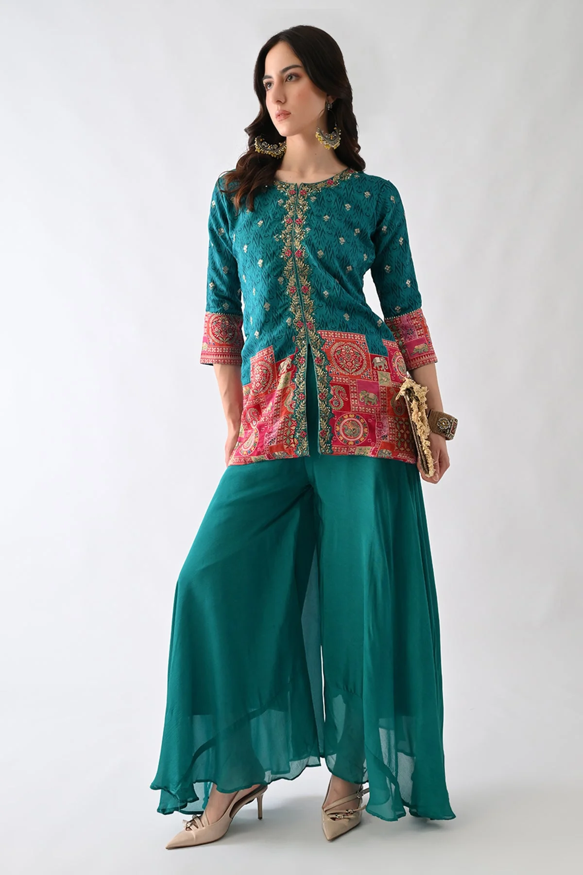 Green Zari Embroidered Co-Ord Set - Image 7