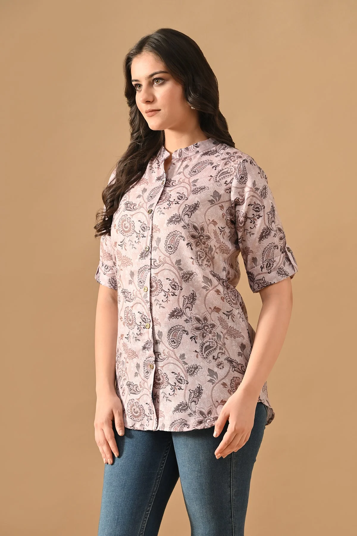 Grey Floral Printed Top - Image 2