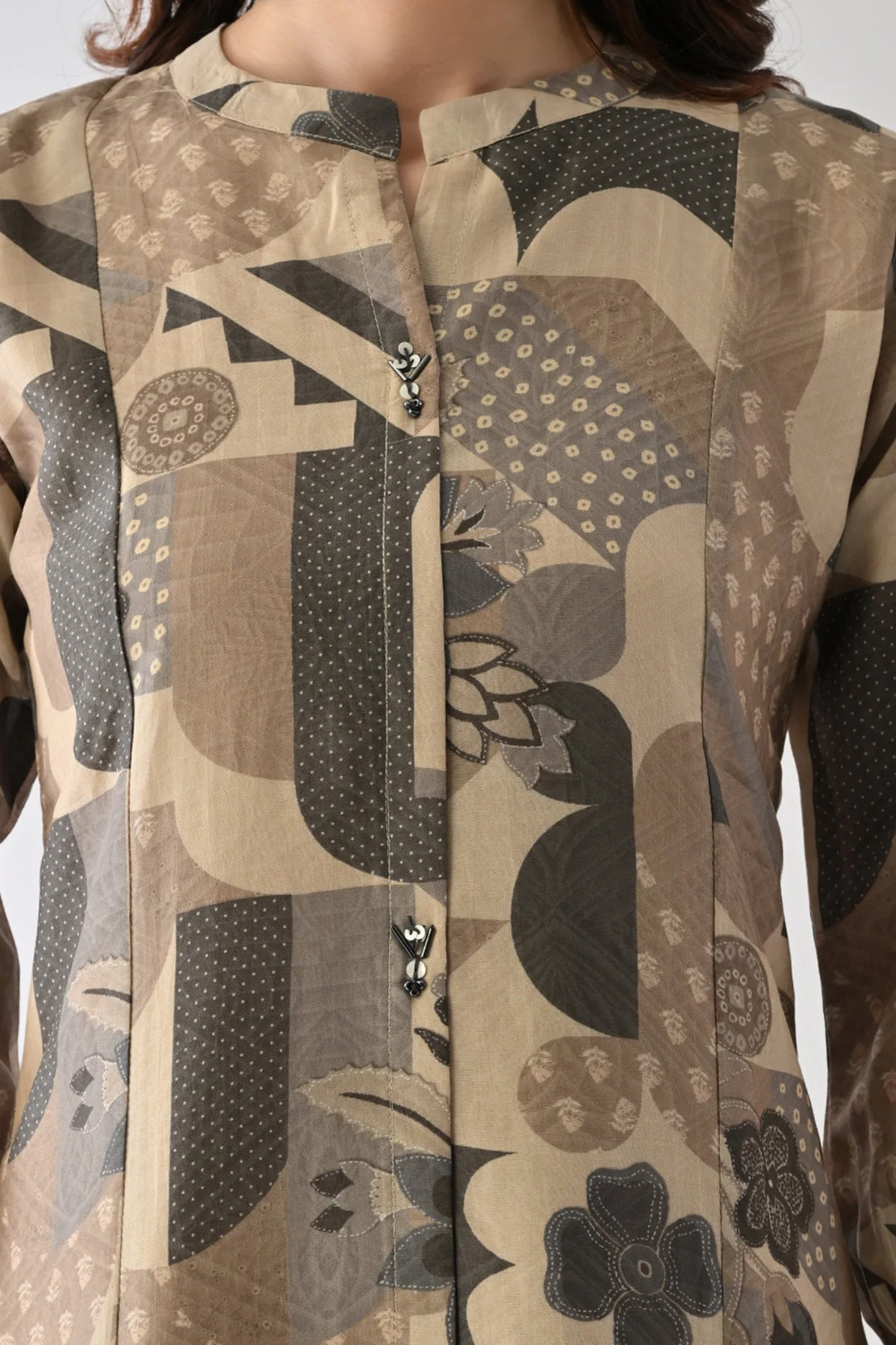 Grey Printed A-Line Dress - Image 4