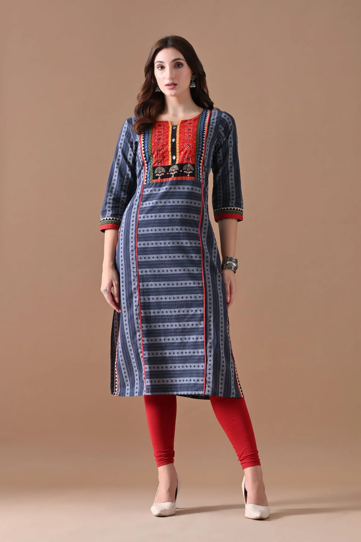 Grey Printed Kurta