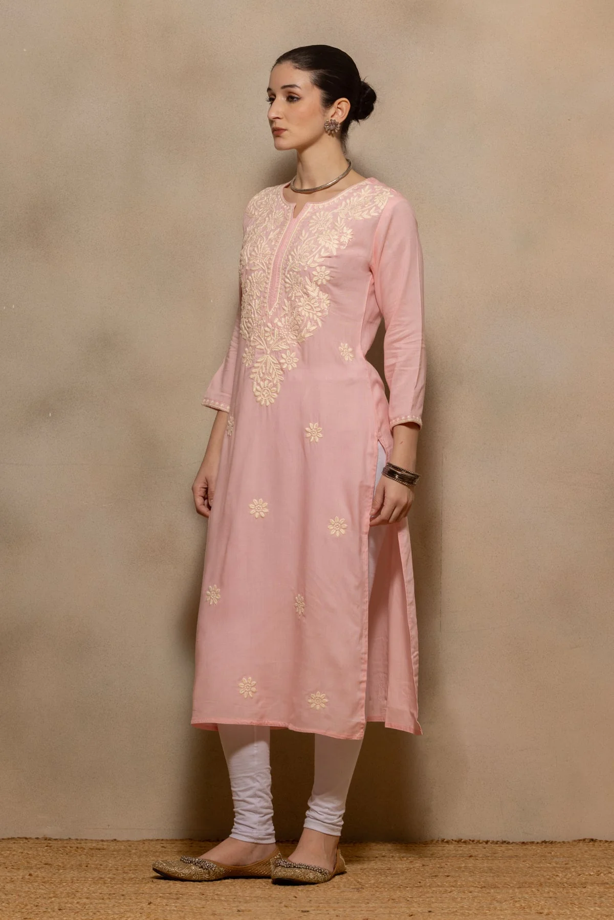 Light Pink Embroidered Kurta - Image 2
