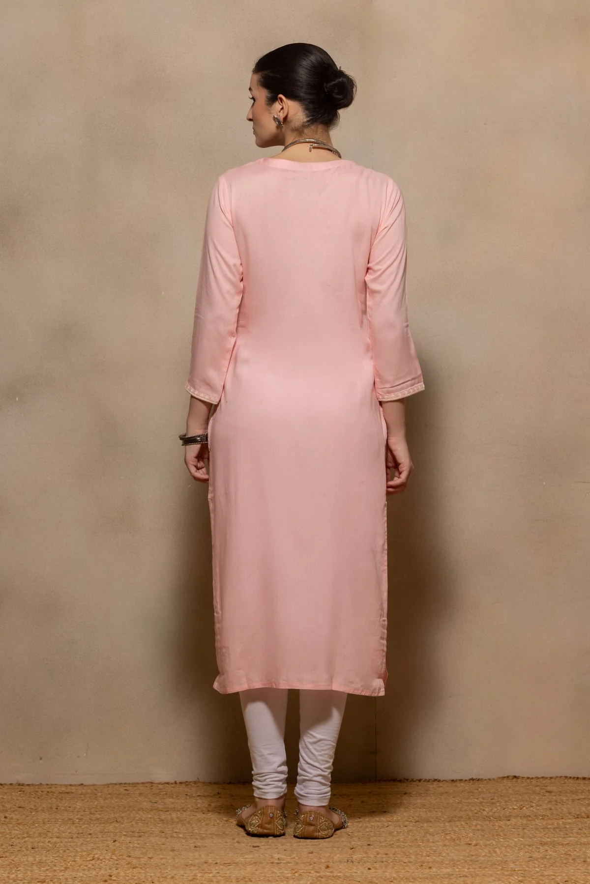 Light Pink Embroidered Kurta - Image 5