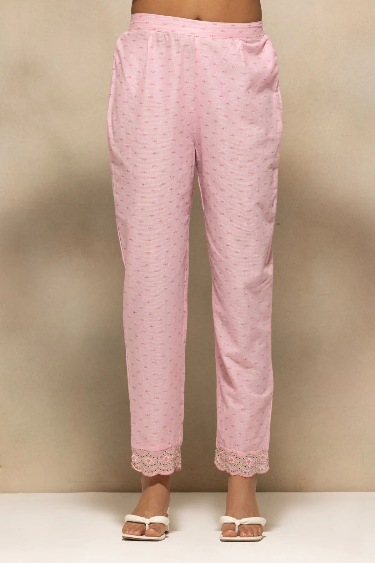 Light Pink Embroidered Kurta 3 Pcs Set - Image 5