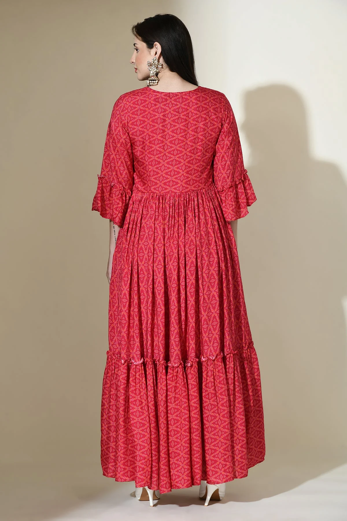 Magenta Embellished Dress Set - Image 3