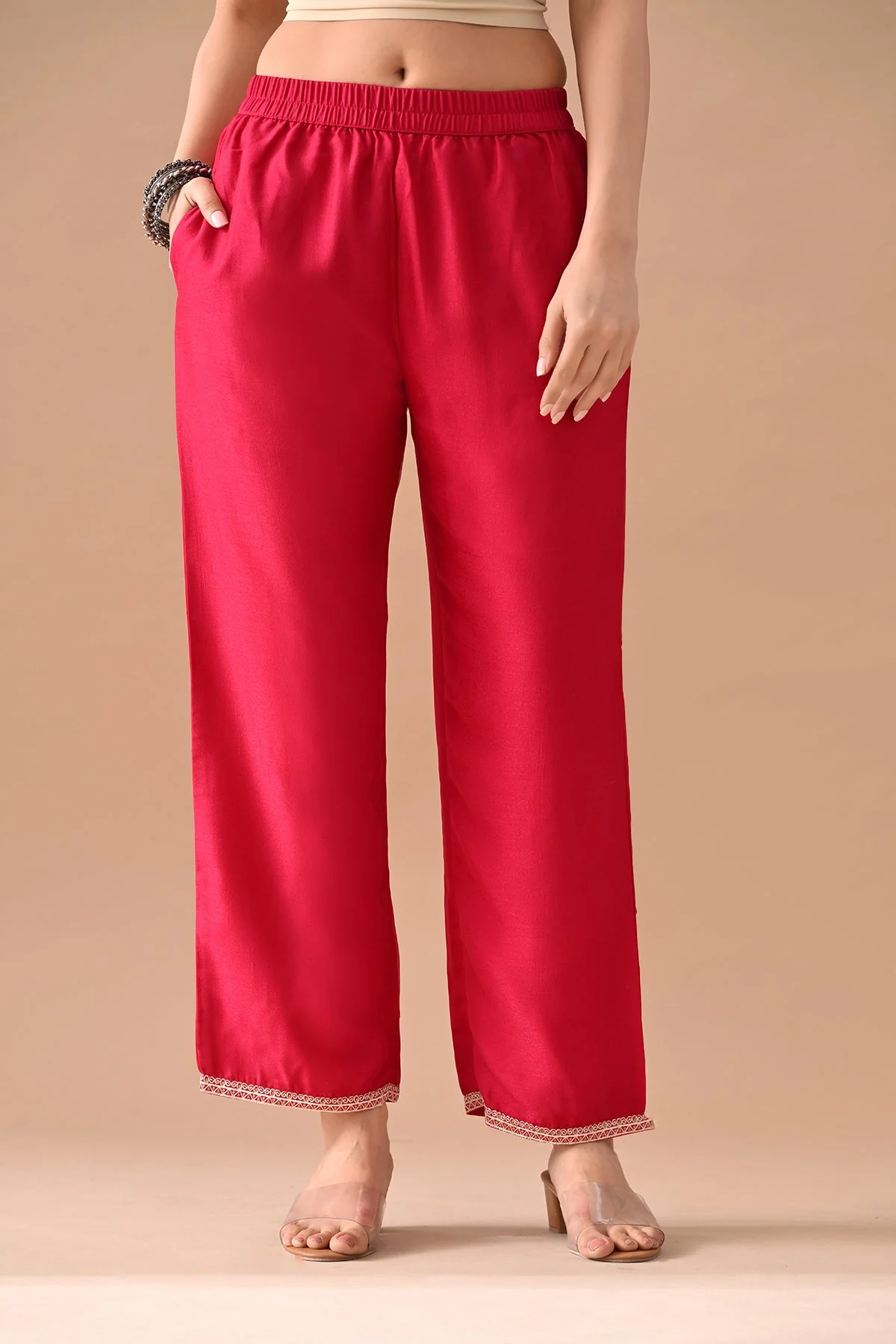 Magenta Embroidered Kurta 3 Pcs Set - Image 6