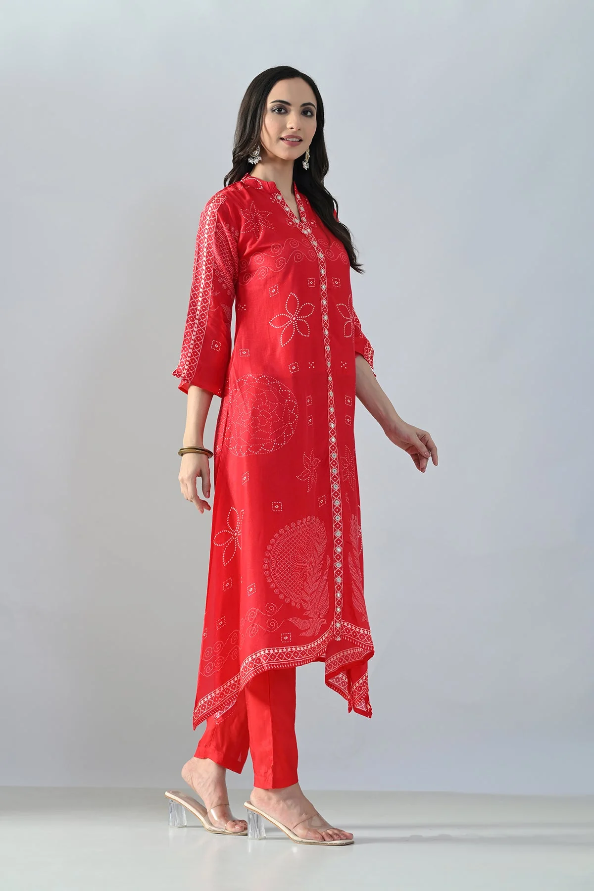 Magenta Printed A-Line Kurta 2 Pcs Set - Image 3