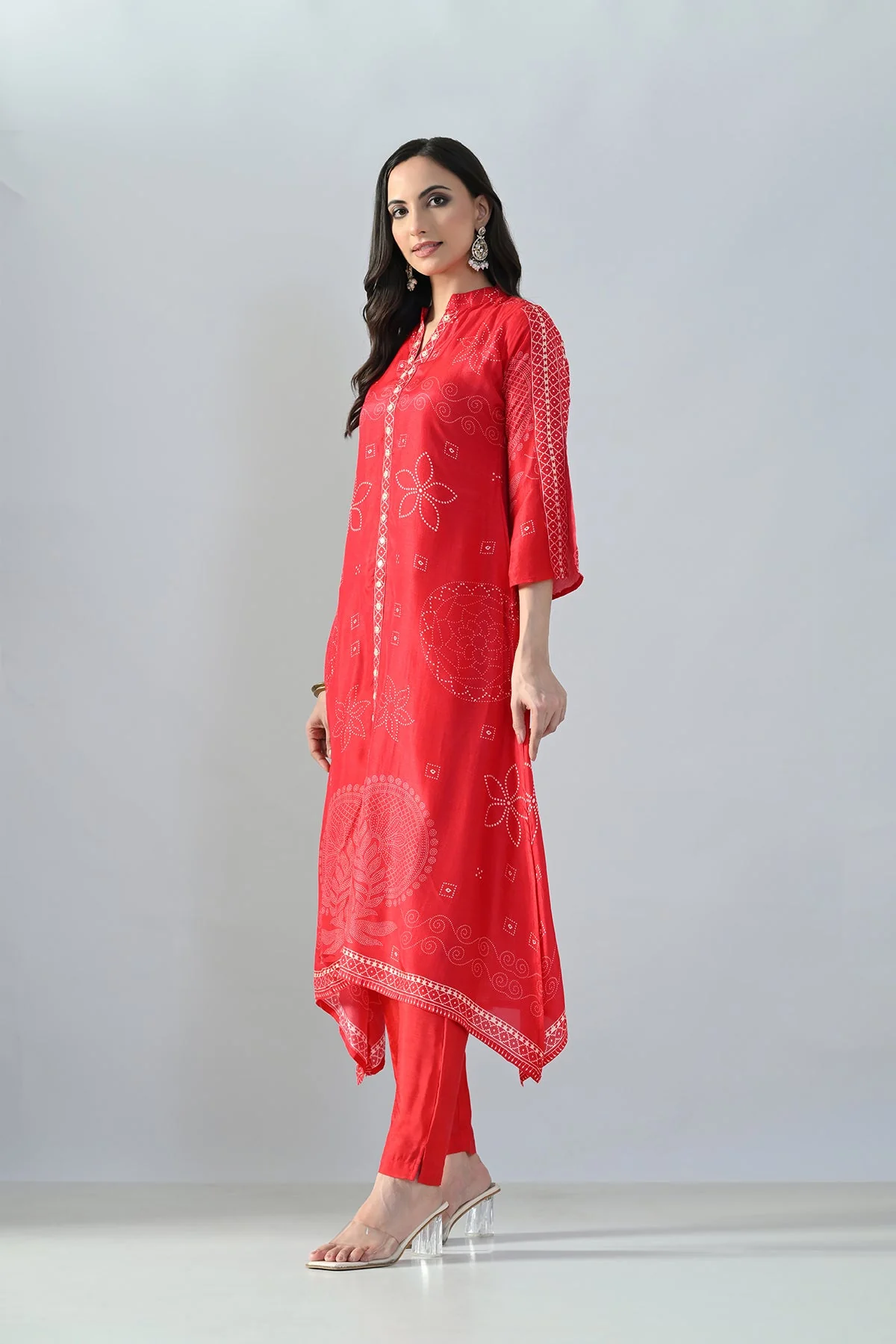 Magenta Printed A-Line Kurta 2 Pcs Set - Image 4