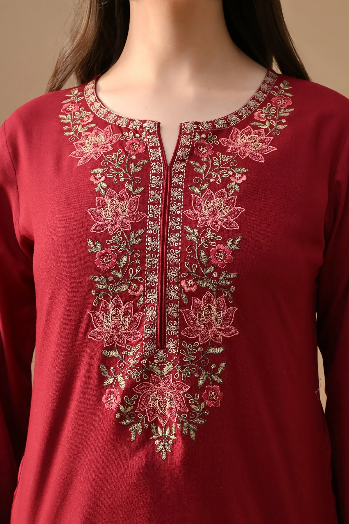 Maroon Embroidered Top - Image 4