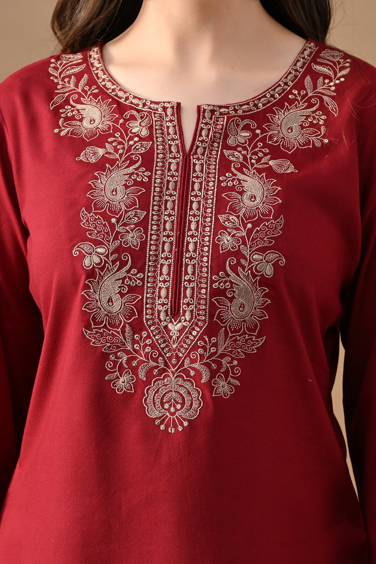 Maroon Embroidered Top - Image 4