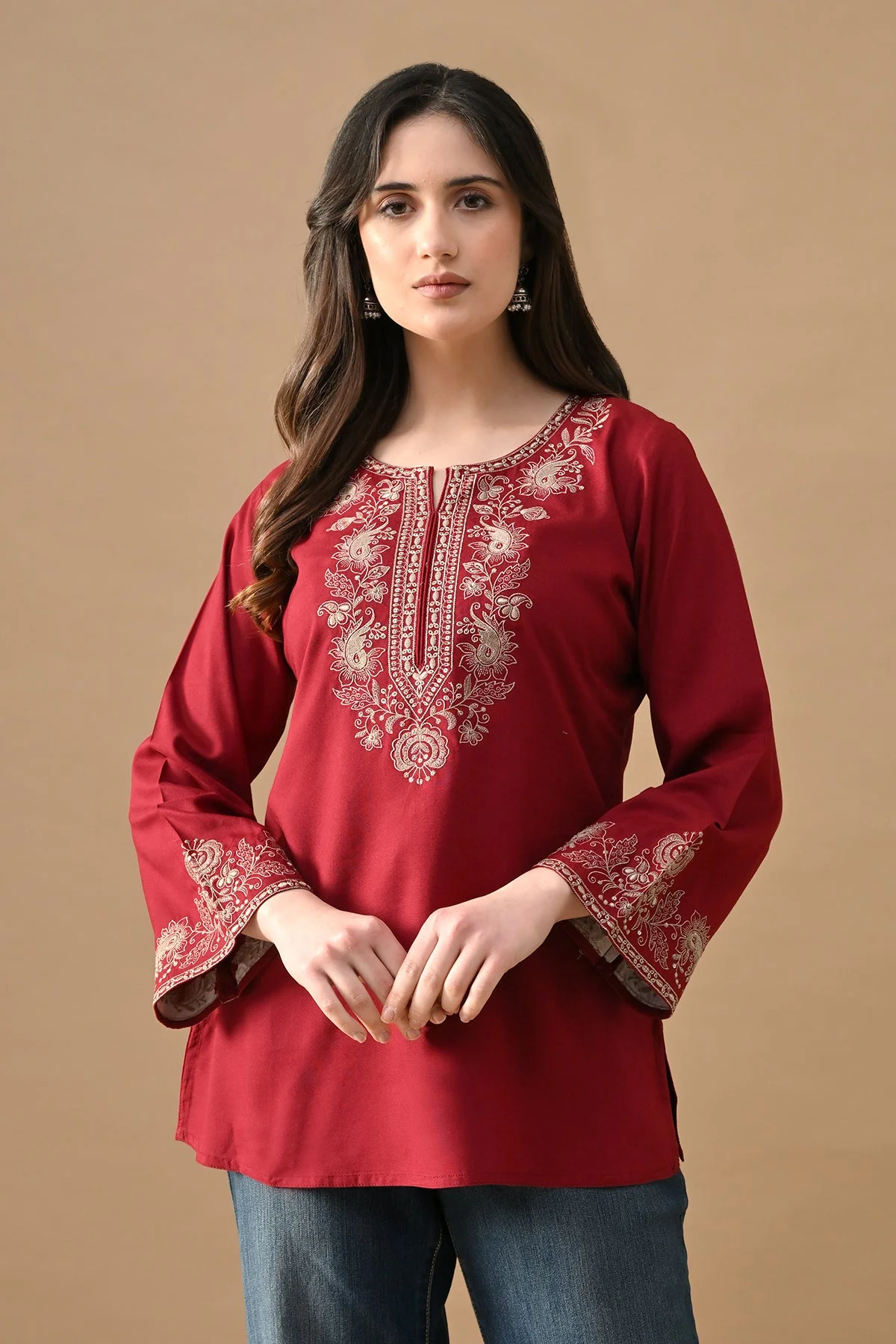 Maroon Embroidered Top - Image 6