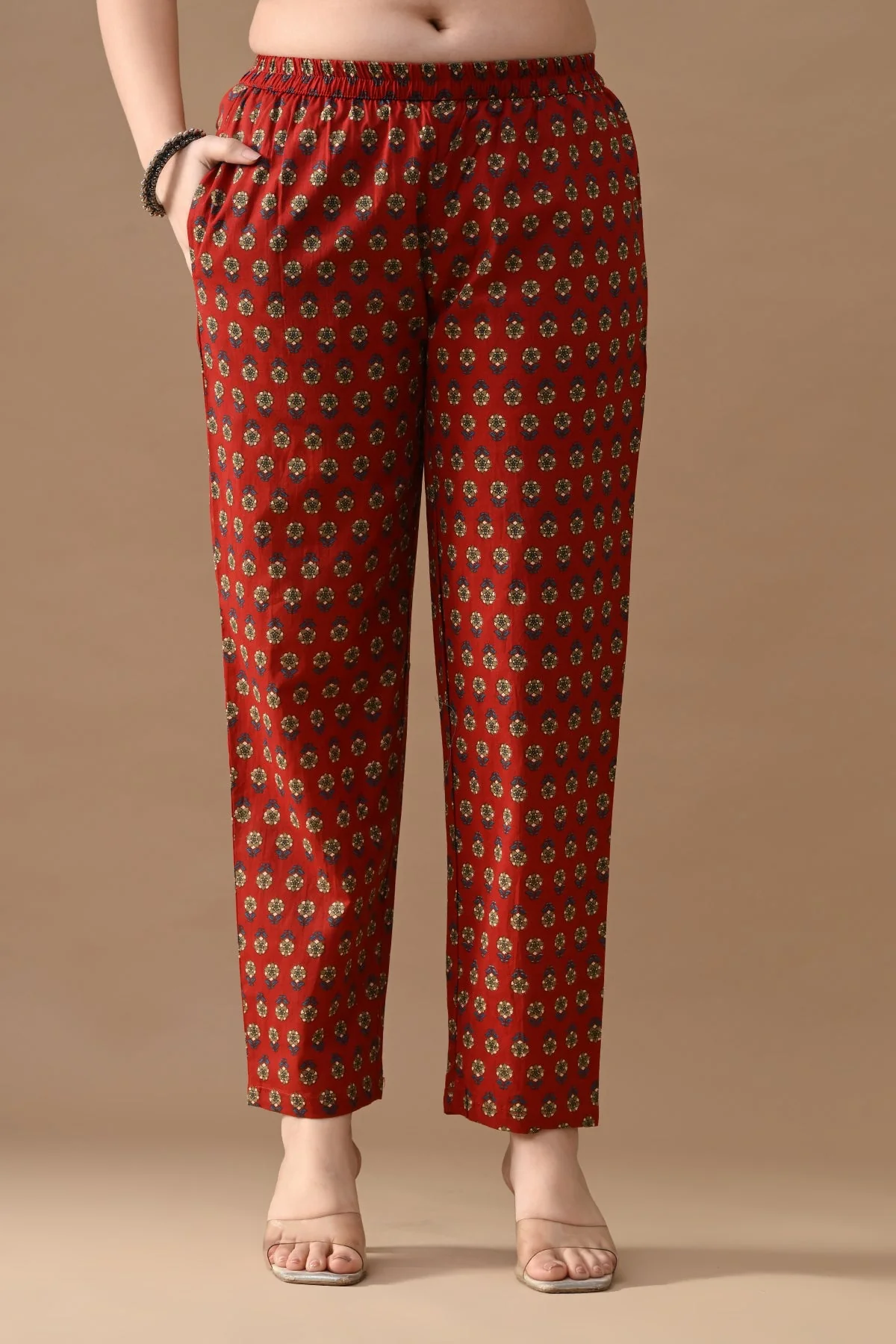 Maroon Floral Printed Kurta 2 Pcs Set - Image 6