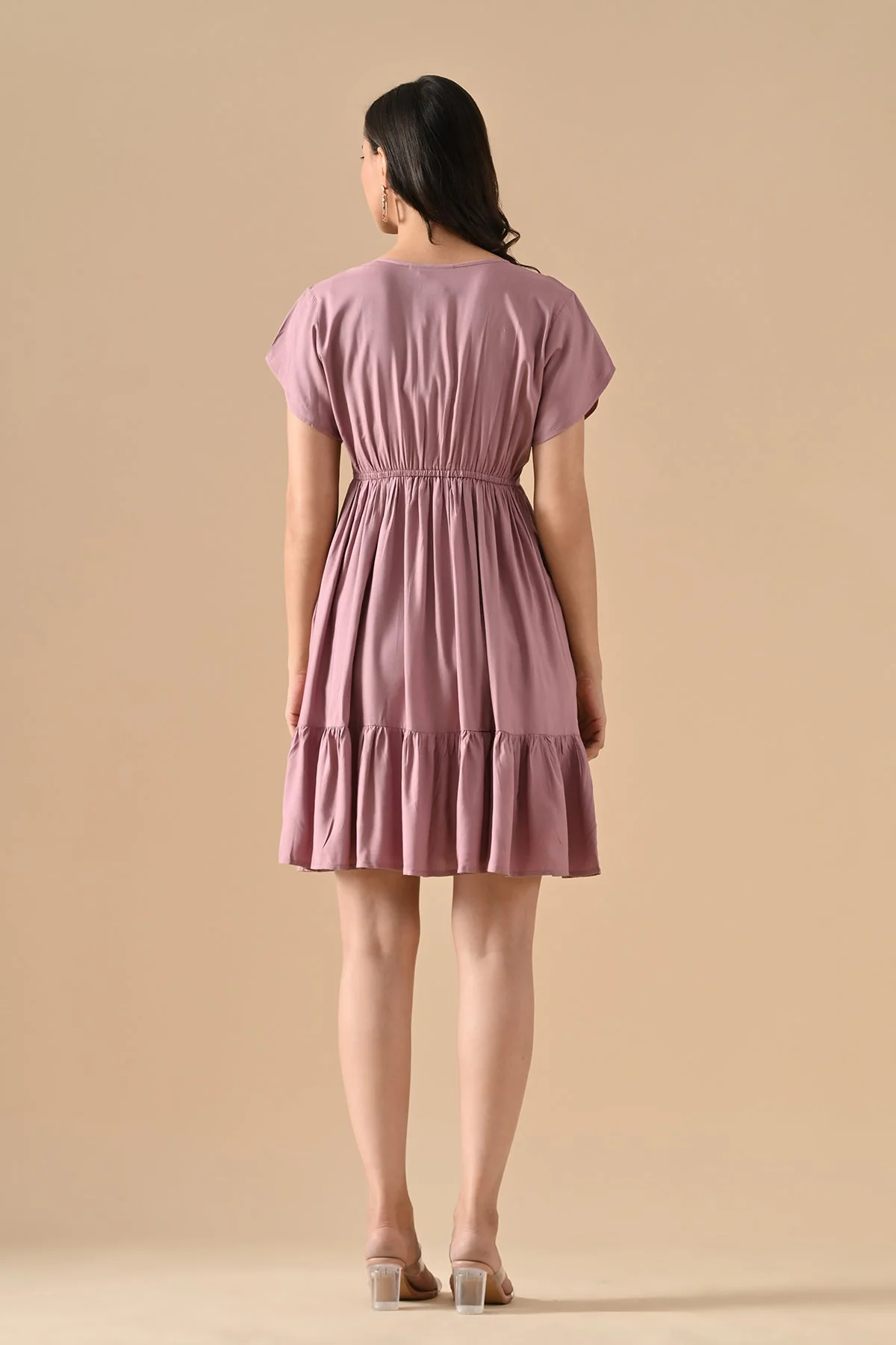 Mauve Solid Flared Tunic - Image 6