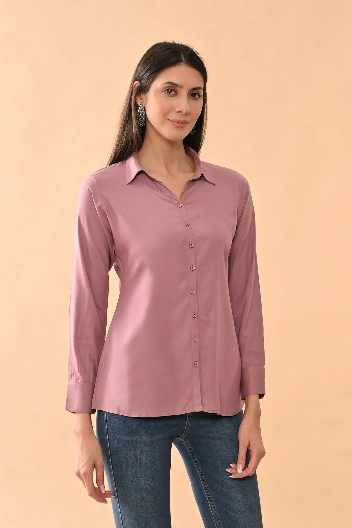 Mauve Solid Straight Top - Image 4