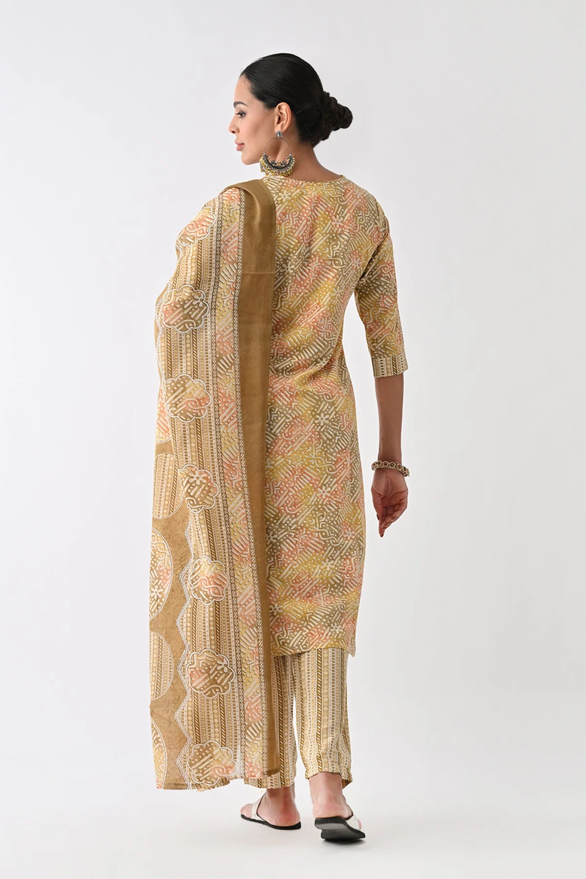 Multi Abstract Printed Kurta 3 Pcs Set - Image 5