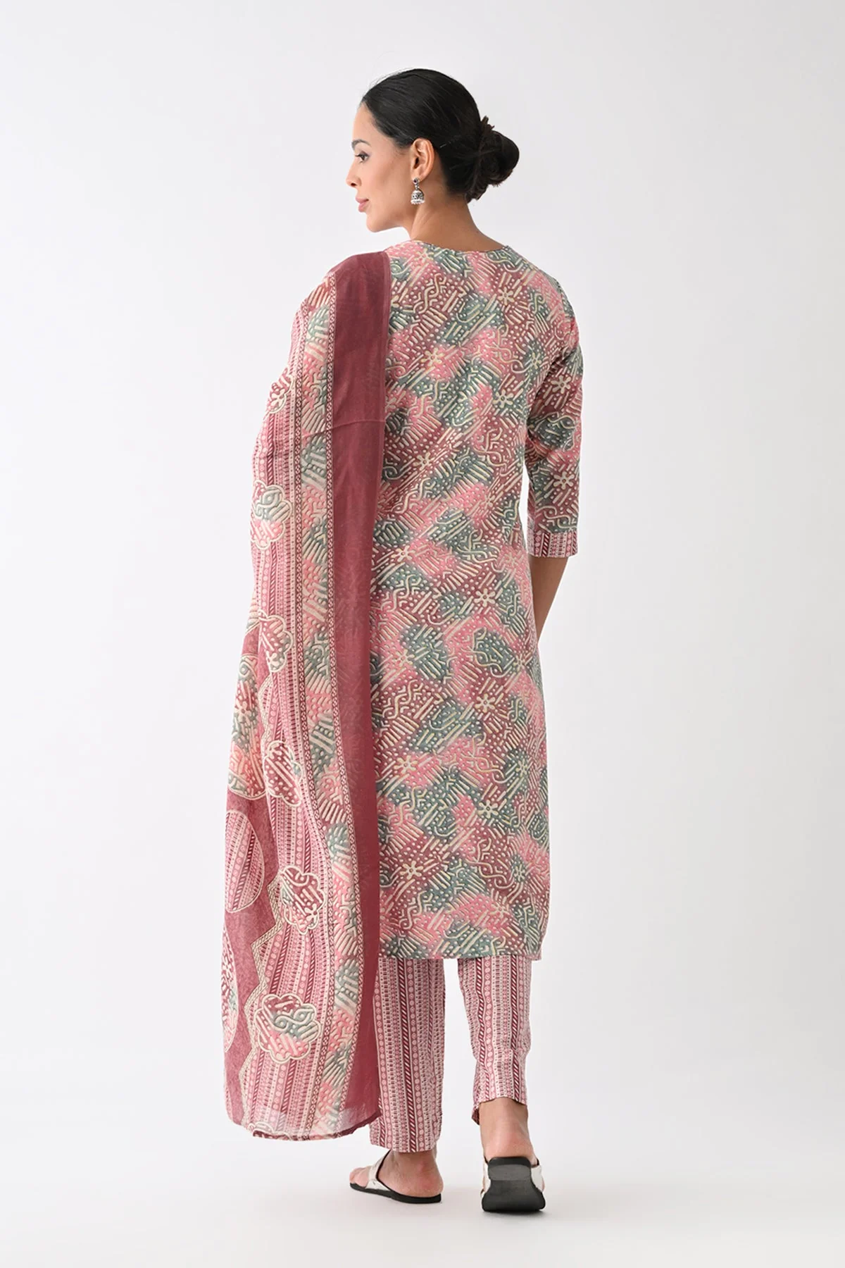 Multi Abstract Printed Kurta 3 Pcs Set - Image 2