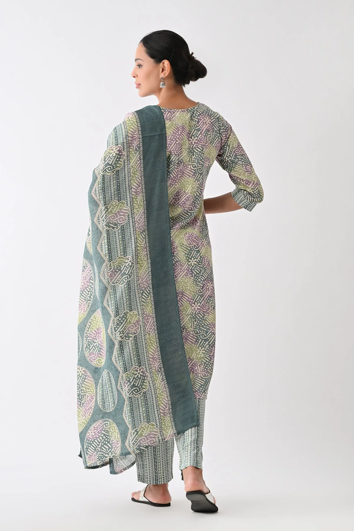Multi Abstract Printed Kurta 3 Pcs Set - Image 2