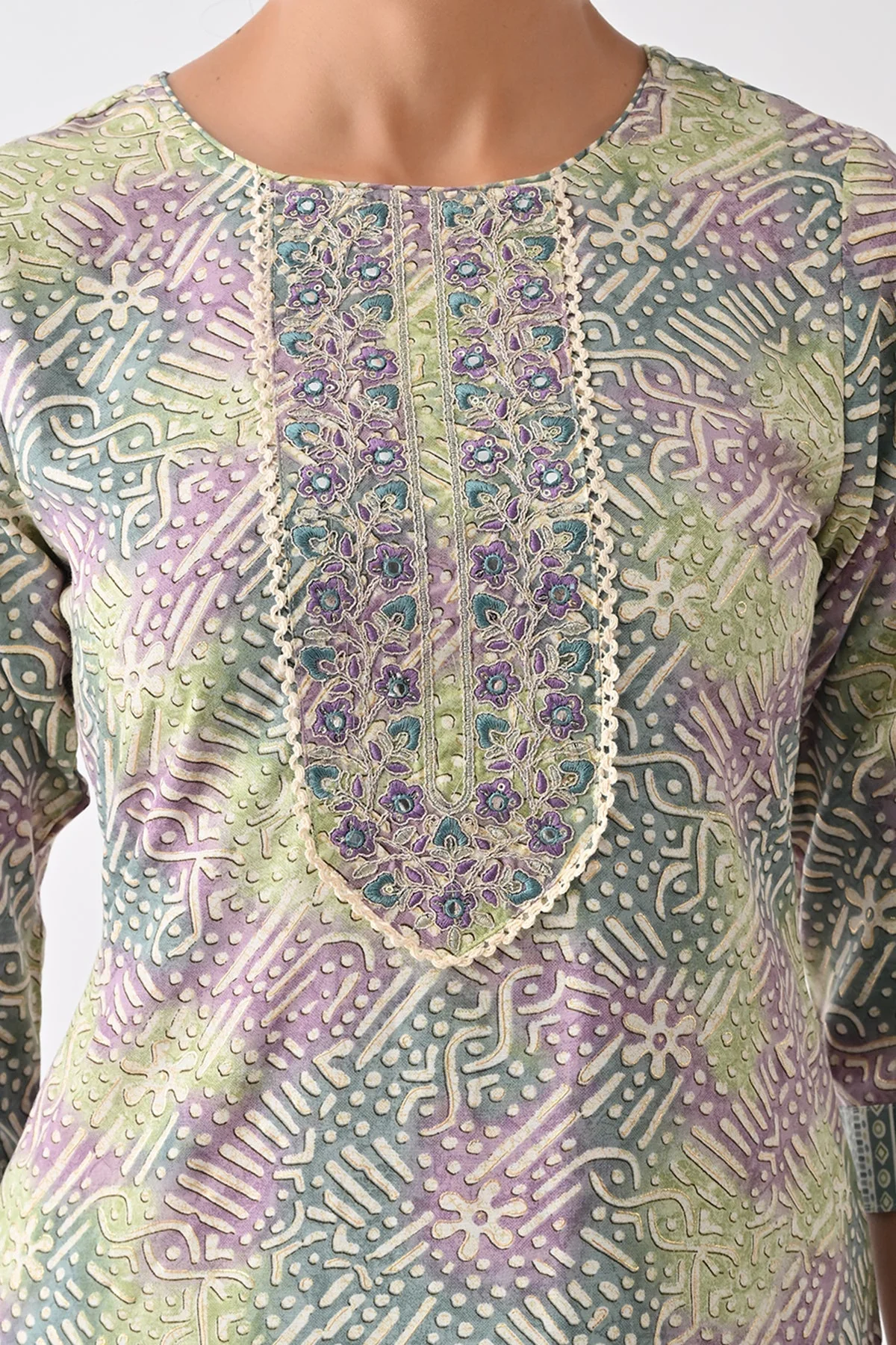 Multi Abstract Printed Kurta 3 Pcs Set - Image 5