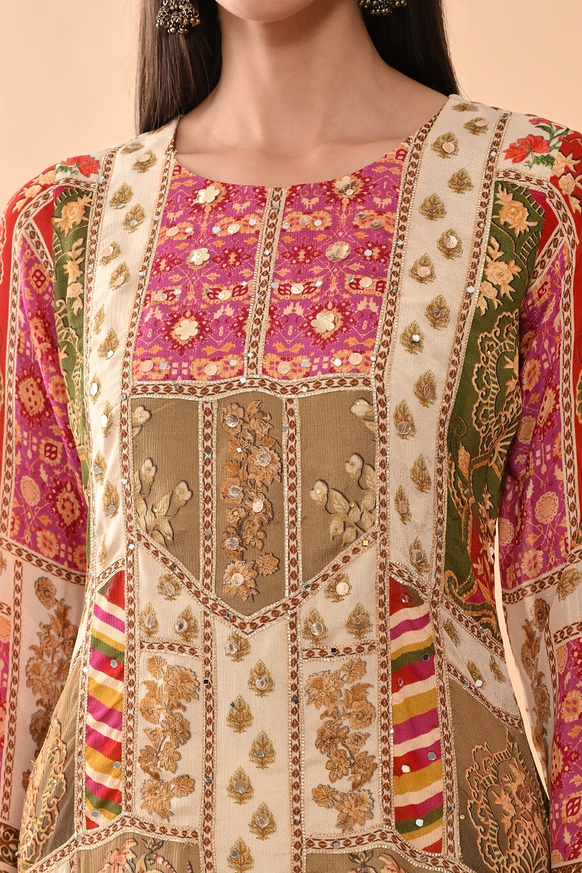 Multi Embellished Kurta 3 Pcs Set - Image 5