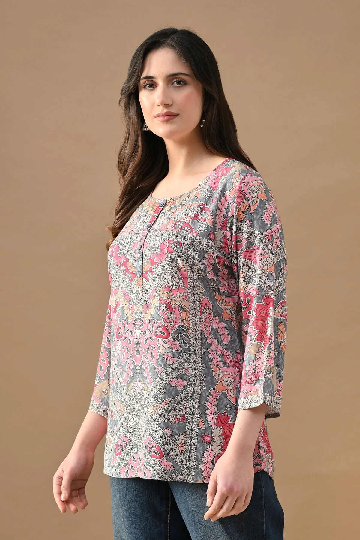 Multi Floral Printed Top - Image 3