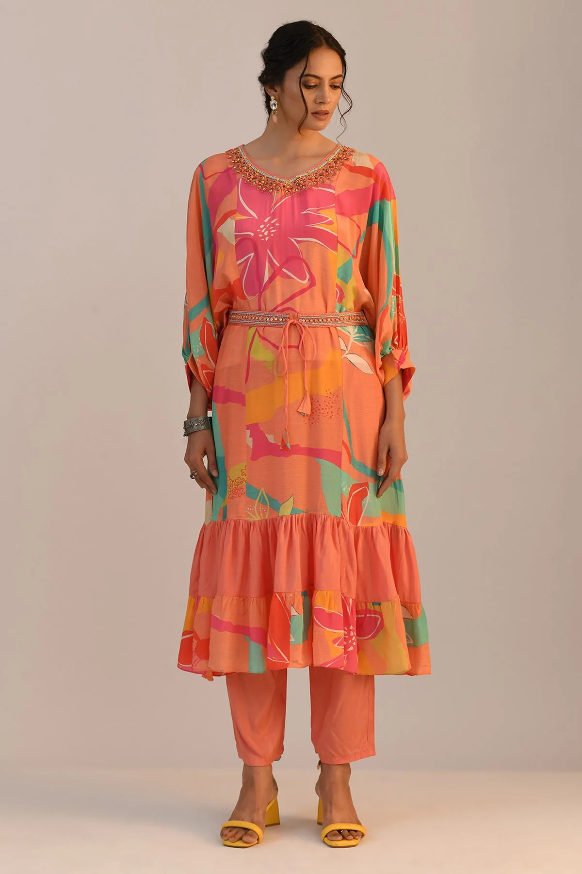 Multi Printed Flared Kurta 2 Pcs Set - Image 3