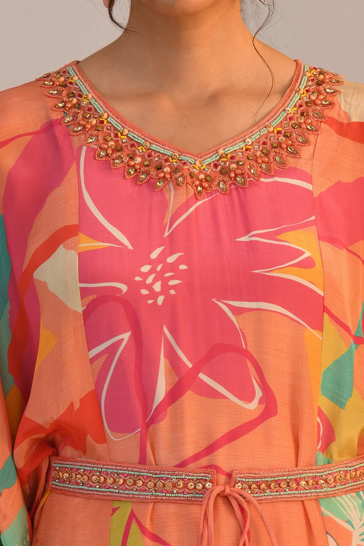 Multi Printed Flared Kurta 2 Pcs Set - Image 4