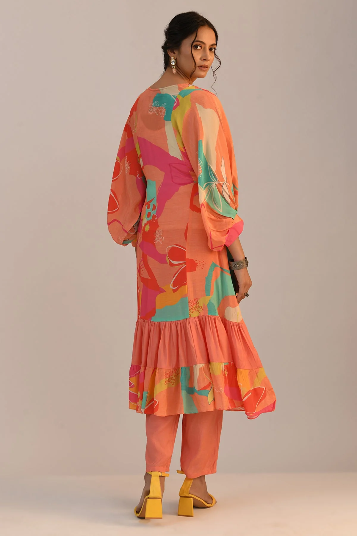 Multi Printed Flared Kurta 2 Pcs Set - Image 5