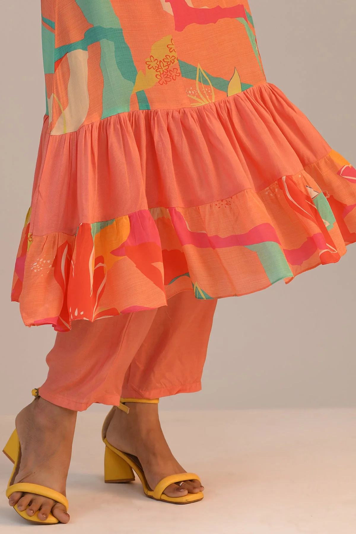Multi Printed Flared Kurta 2 Pcs Set - Image 7