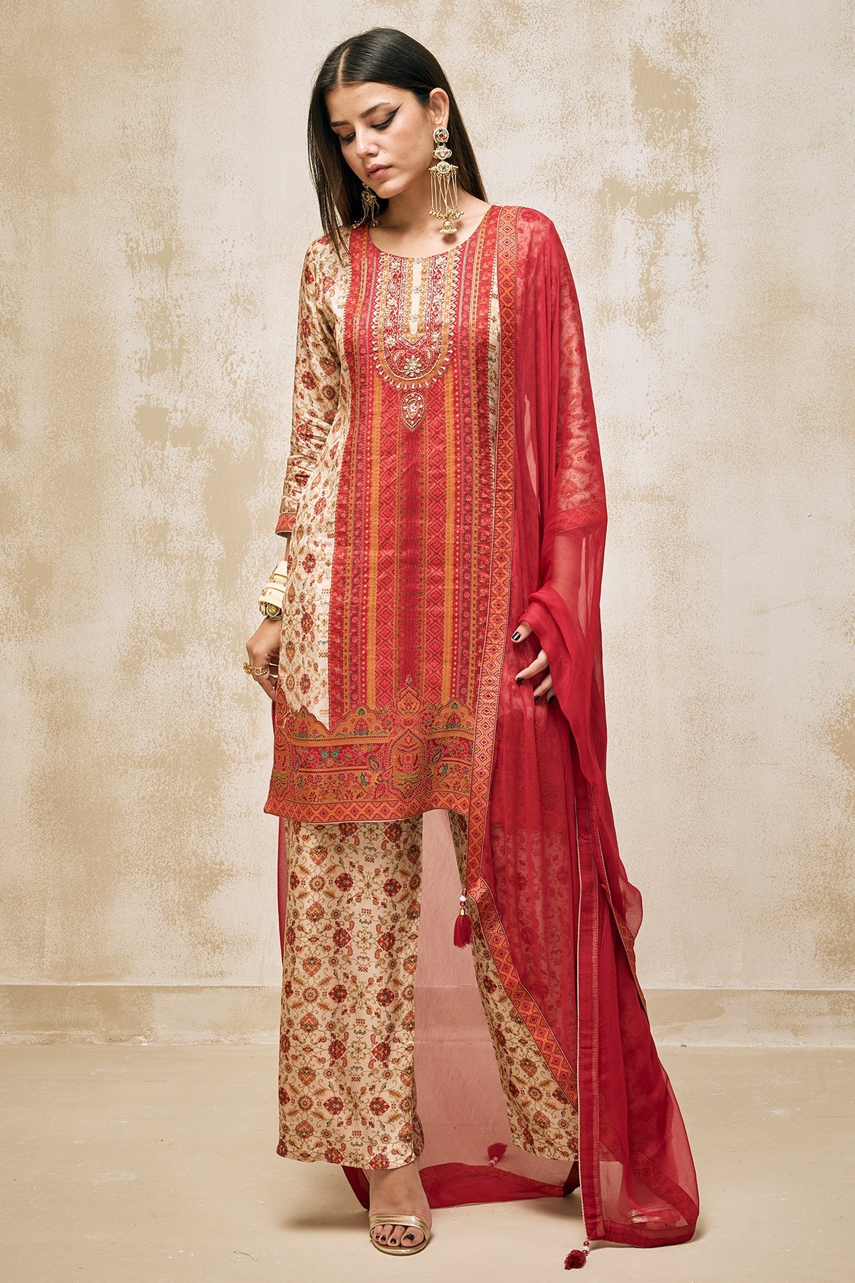 Multi Printed Kurta 3 Pcs Set - Image 3