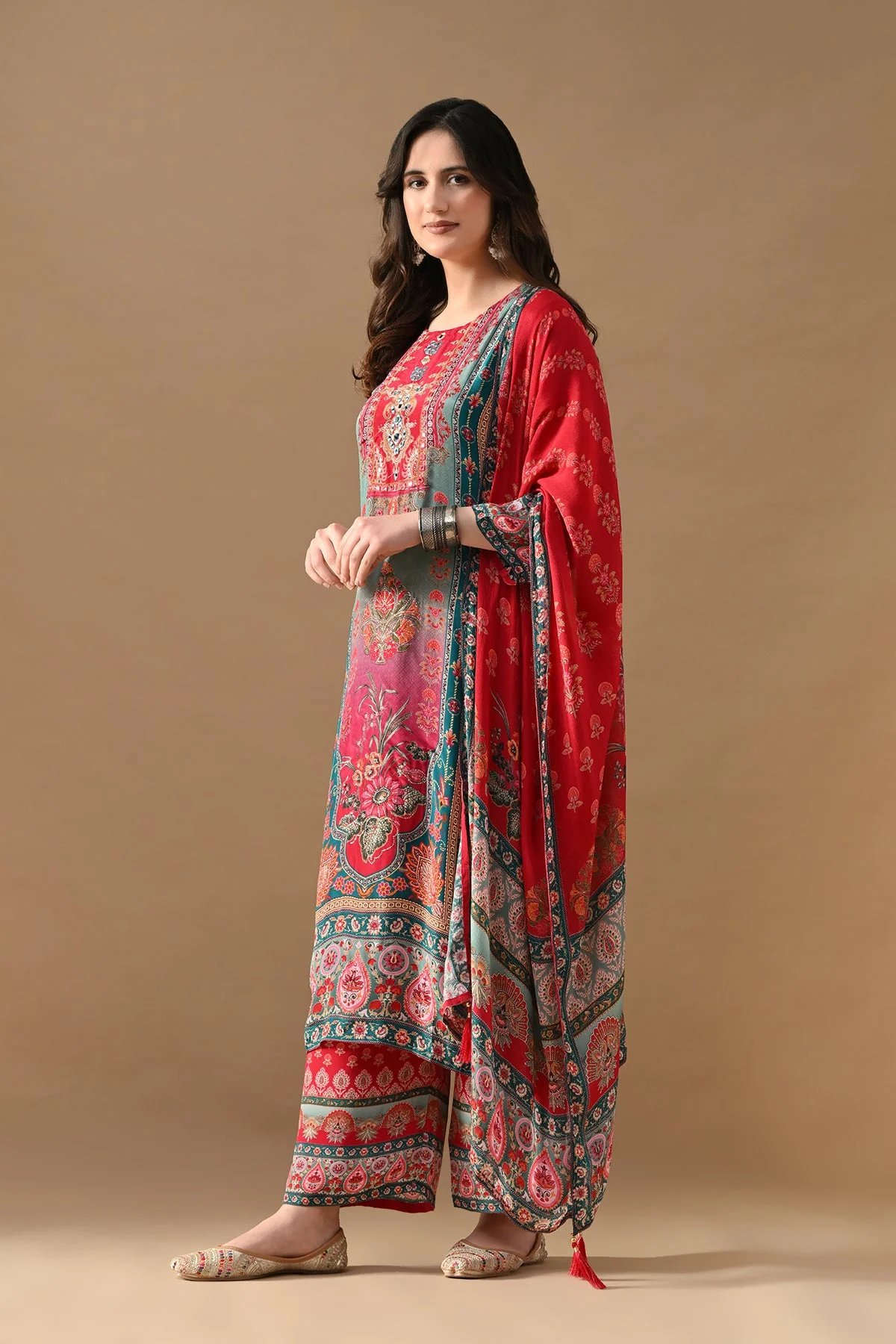 Multi Printed Kurta 3 Pcs Set - Image 3