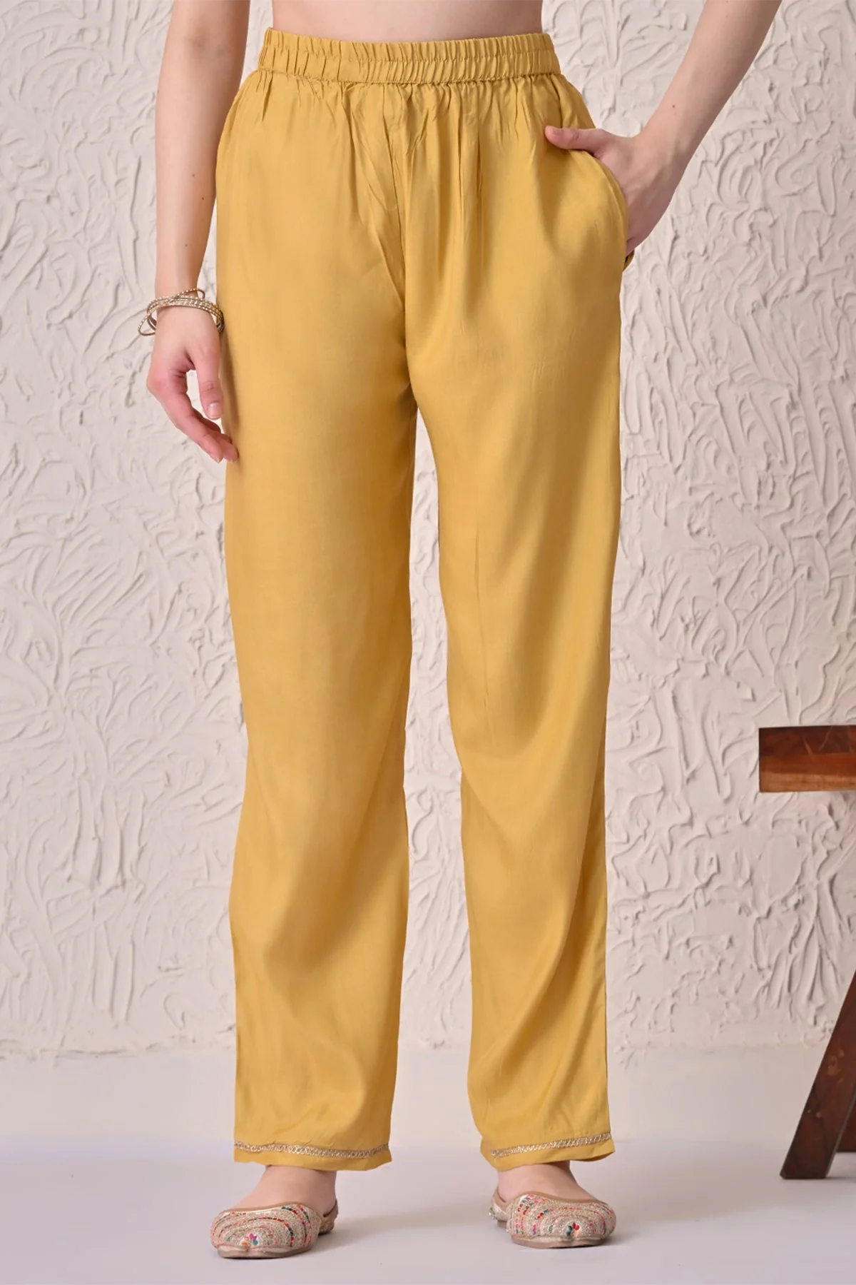 Mustard Embellished Kurta 3 Pcs Set - Image 6