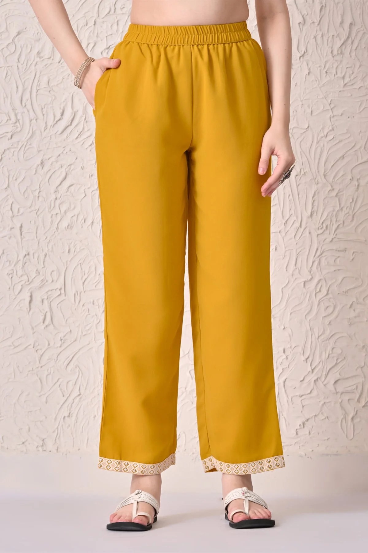 Mustard Embroidered Kurta 3 Pcs Set - Image 6