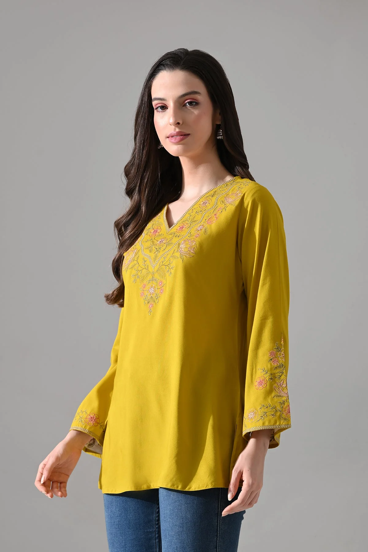 Mustard Embroidered Top - Image 3