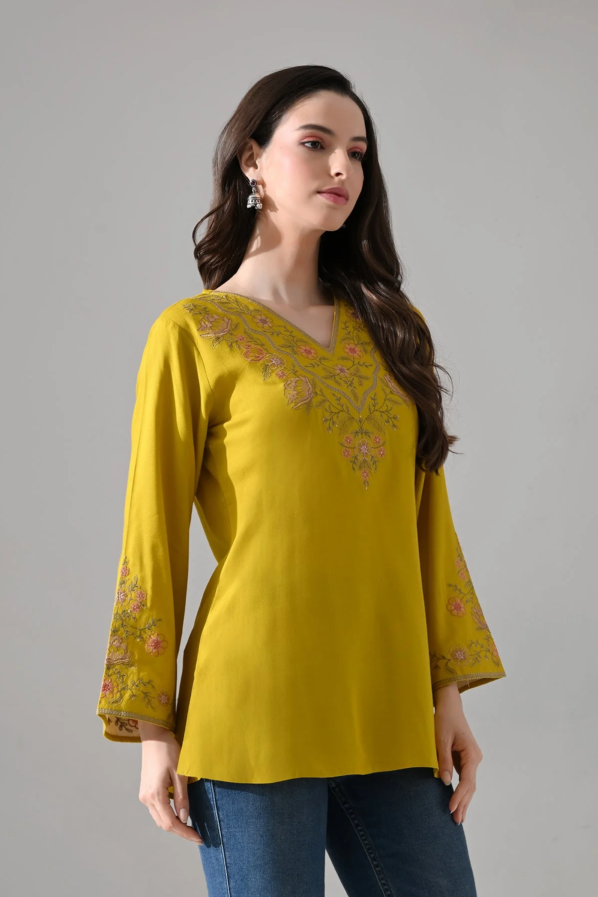 Mustard Embroidered Top - Image 4