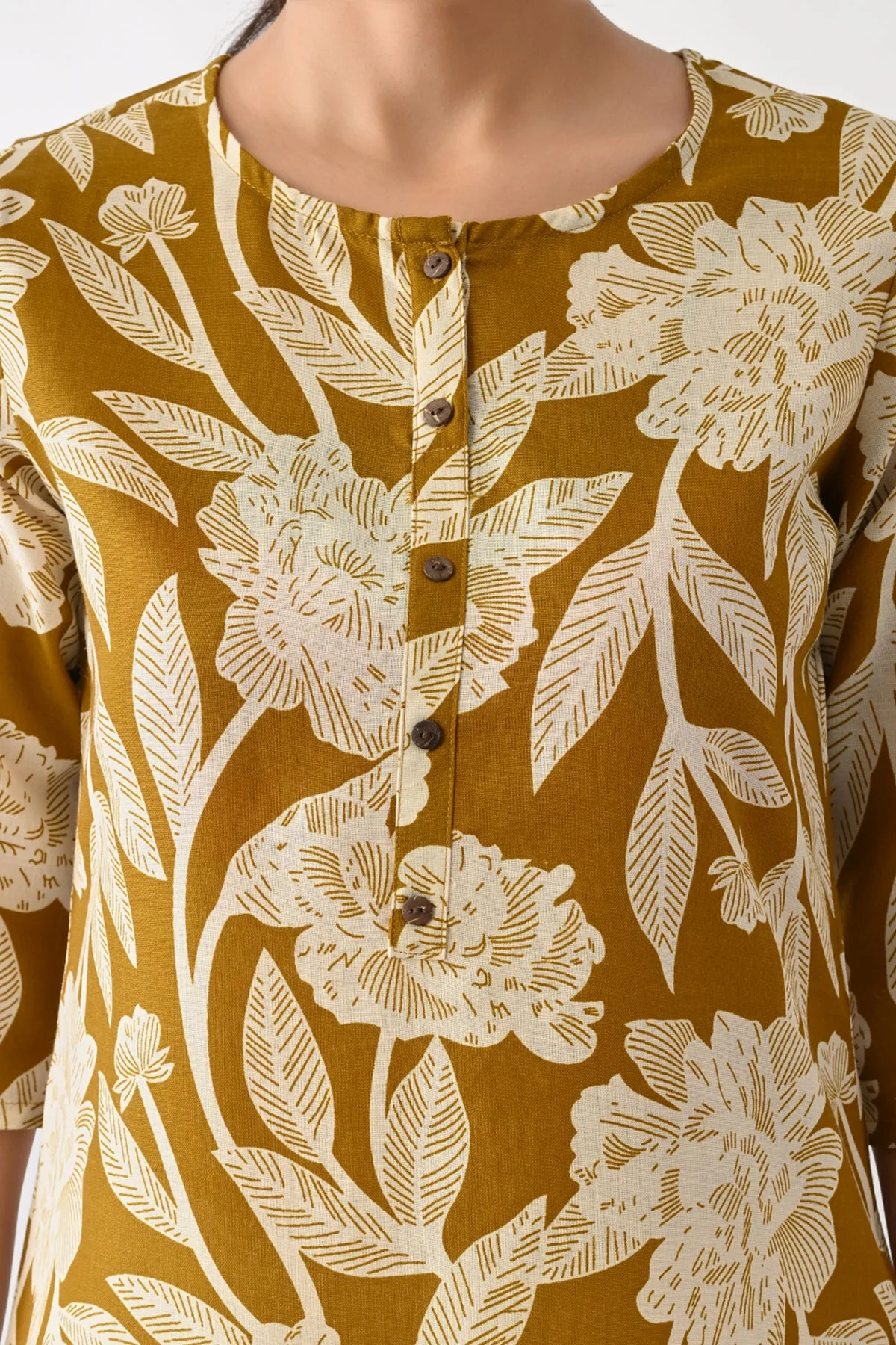 Mustard Printed Kurta - Image 2