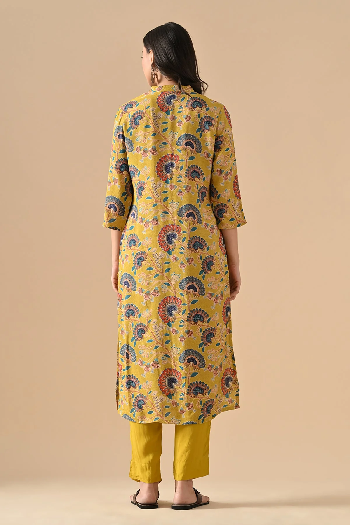 Mustard Printed Kurta 2 Pcs Set - Image 5