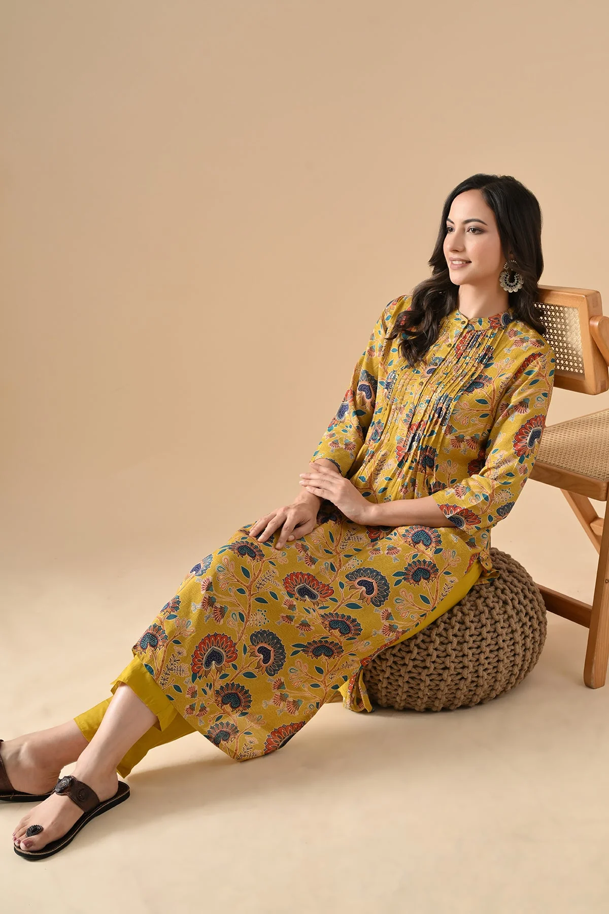 Mustard Printed Kurta 2 Pcs Set - Image 7