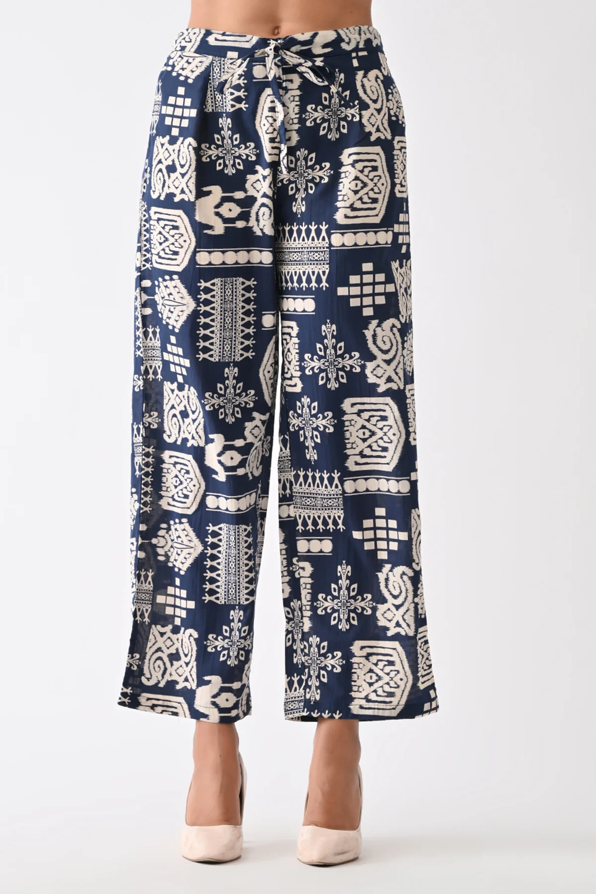 Navy Blue Abstract Printed Kurta 2 Pcs Set - Image 7