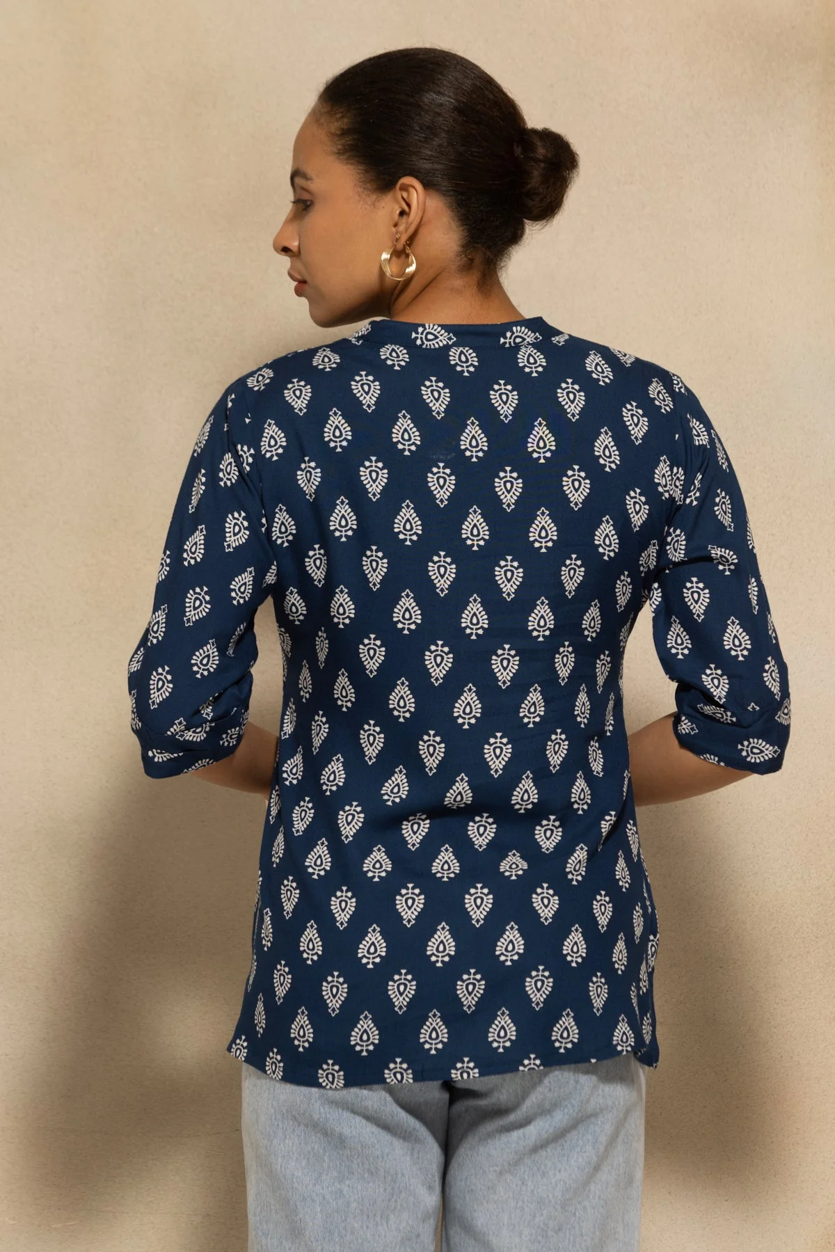 Navy Blue Printed Top - Image 3