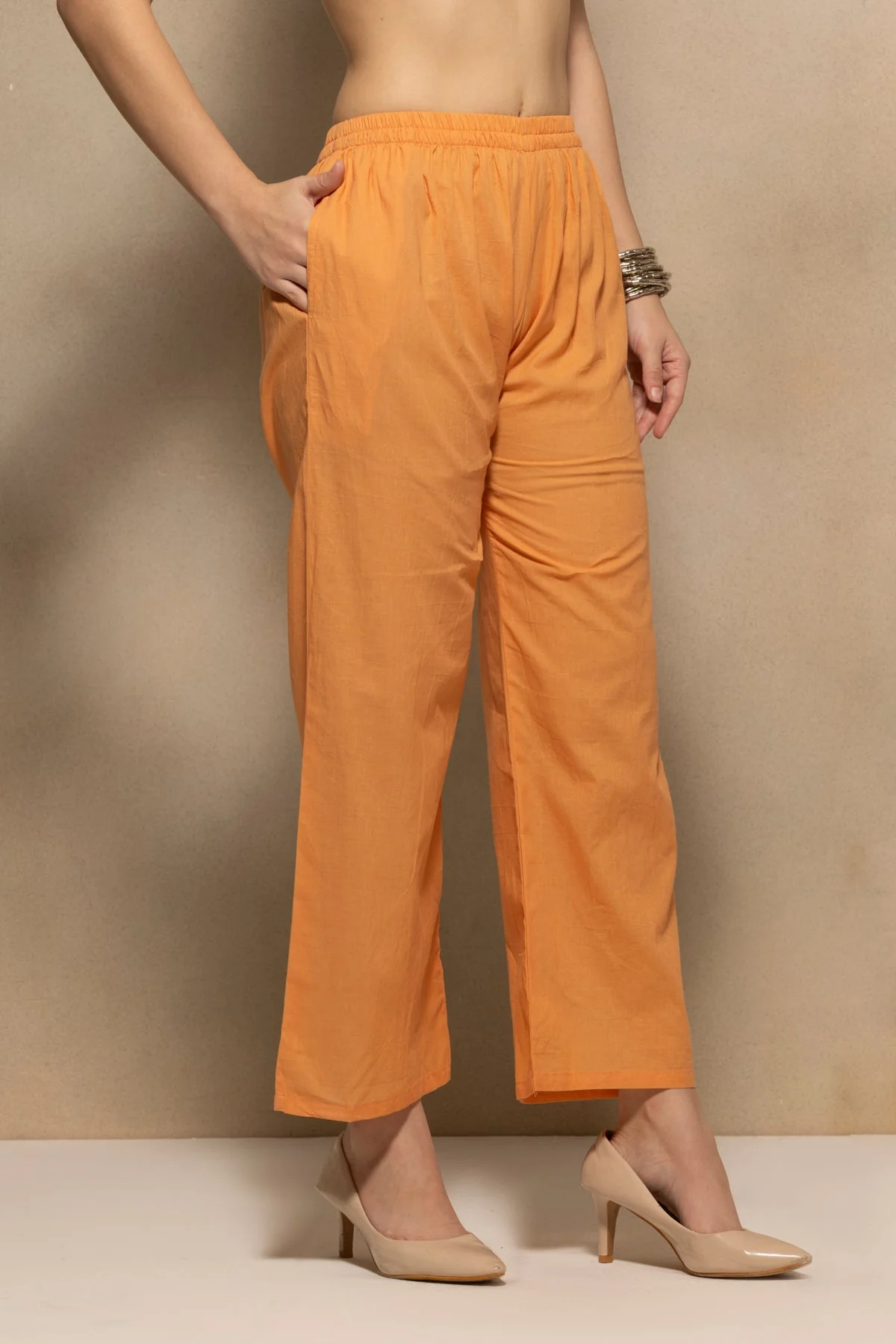 Orange Embellished Kurta 3 Pcs Set - Image 6