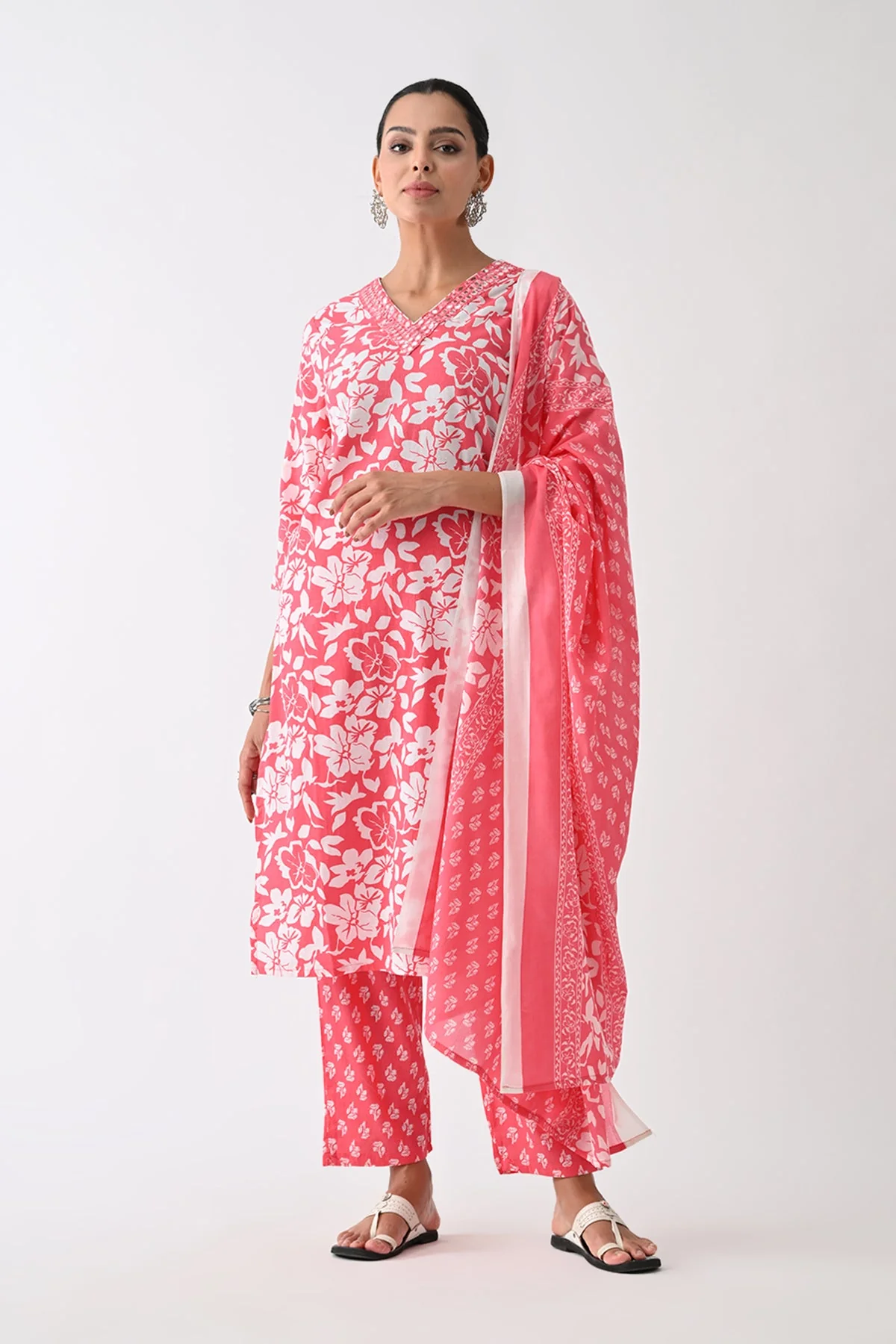 Orange Printed Kurta 3 Pcs Set - Image 4
