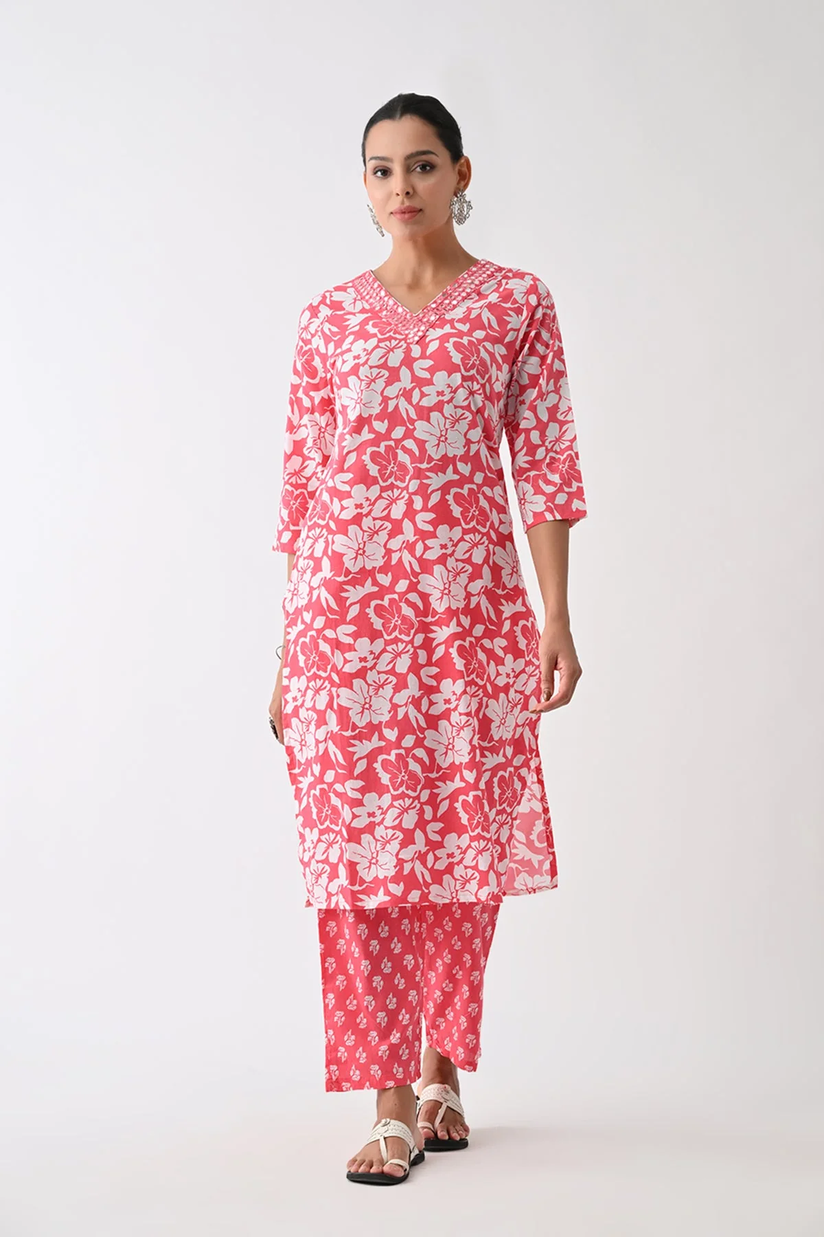 Orange Printed Kurta 3 Pcs Set - Image 5